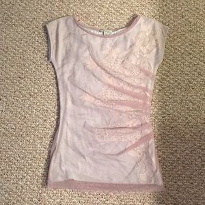 Anthropologie Bordeaux cap sleeve tee